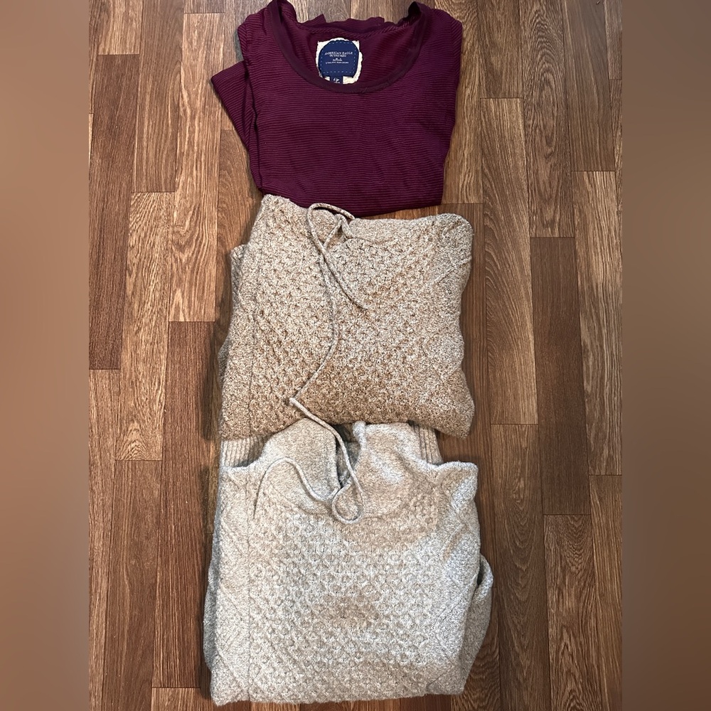 American Eagle Outfitters Beige and Burgundy Sweater Collection
